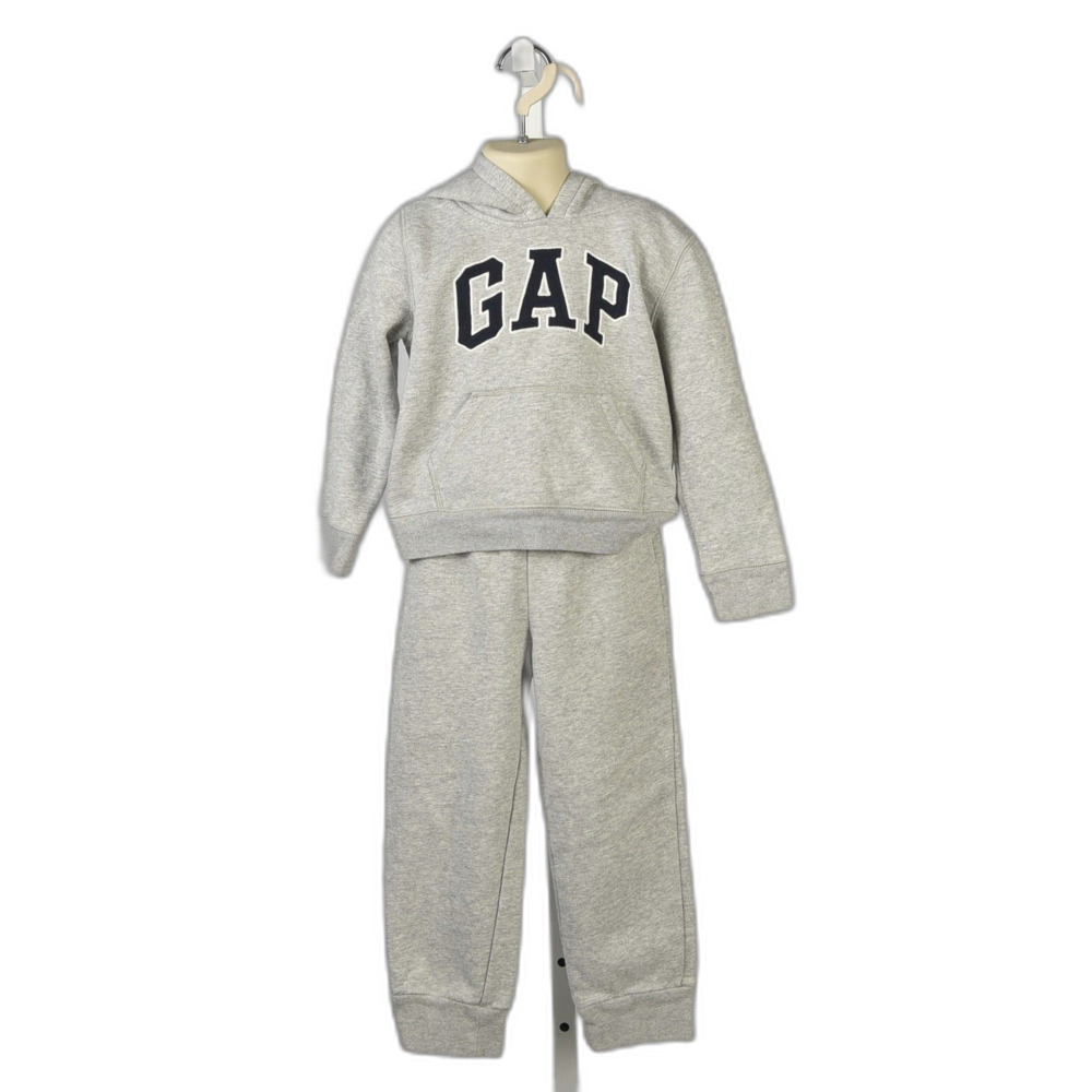 Gap Logo Classic Gray / Blue Pullover Kangaroo Sweatshirt Jogging Suit Size 5 - Picture 1 of 4